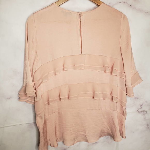 WHO WHAT WEAR pink layered shorts sleeve blouse S - Picture 6 of 9